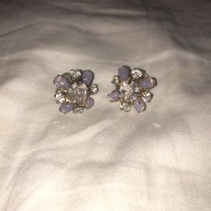 Grey/purple and diamond earrings
